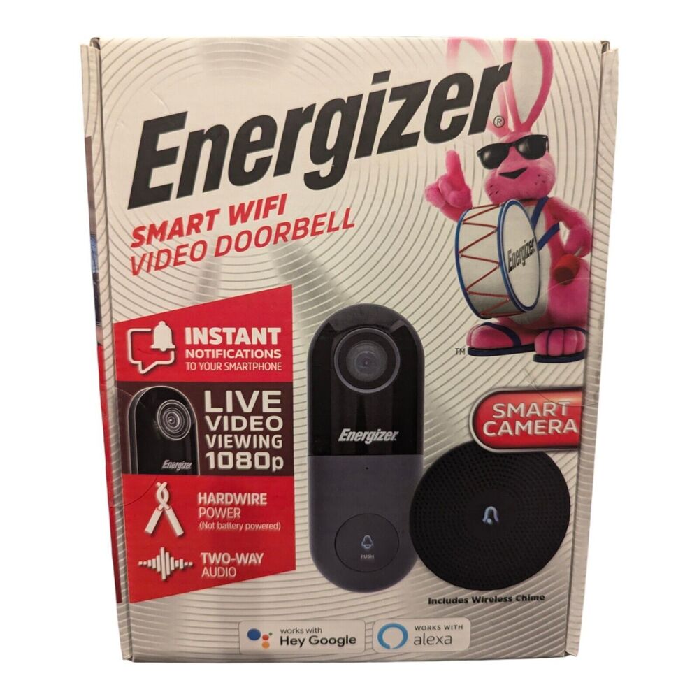 Energizer Smart Wi-Fi 1080p Video Doorbell with Chime Set